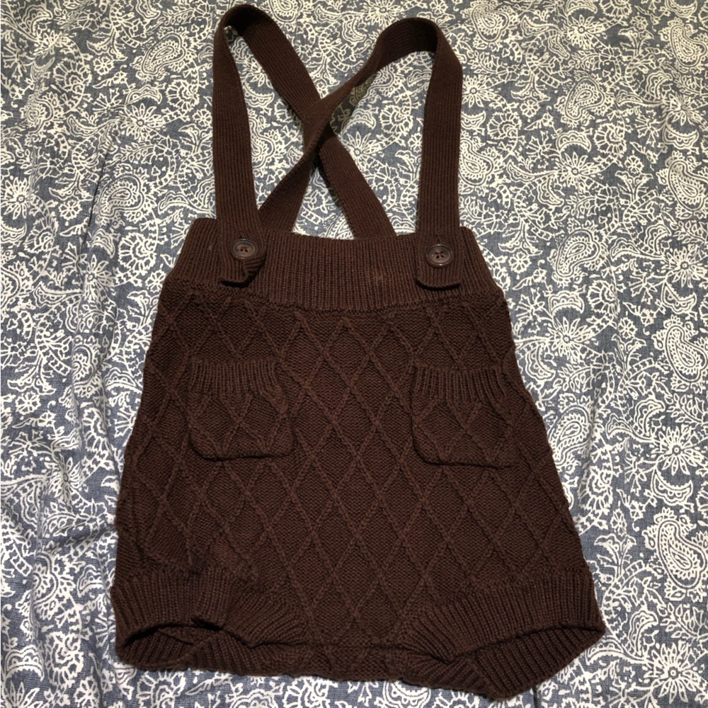 Jamie Kay brown sweater knit shorts overall romper 2yr